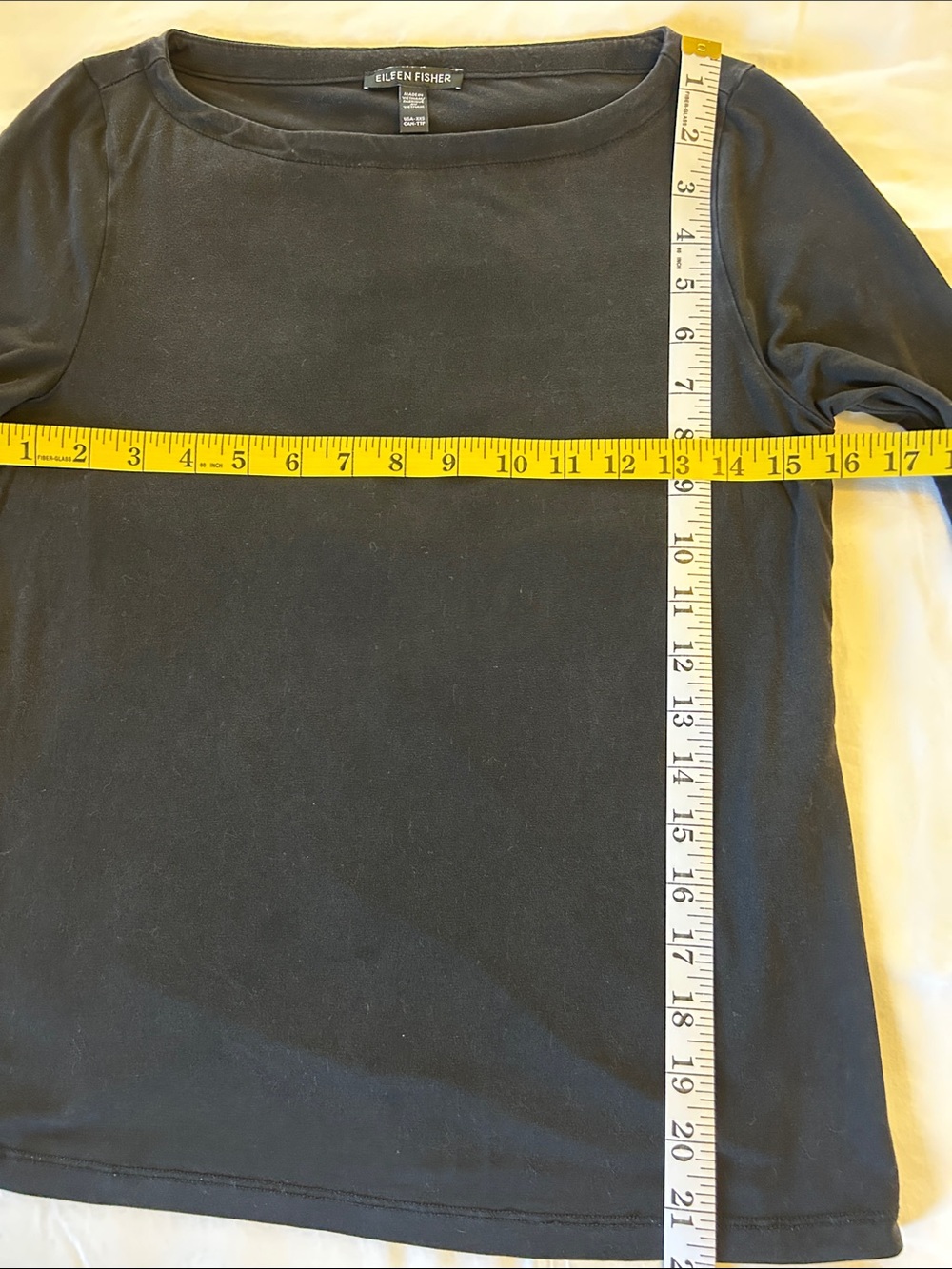 Eileen Fisher Black Long-Sleeve Boatneck Tee - Picture 4 of 5